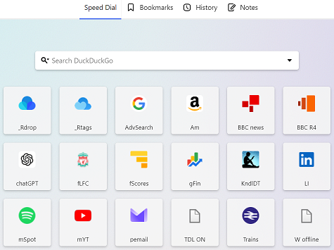 The Vivaldi speed dial The Vivaldi speed dial